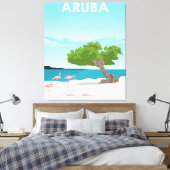 Aruba Island Travel Flamingo | Familie Flamingo Leinwanddruck (Insitu (Schlafzimmer))