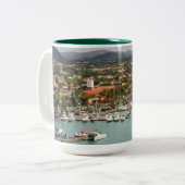 Aruba-Jachthafen Zweifarbige Tasse (Vorderseite Links)