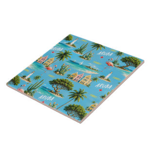 Aruba Karibik Insel Leuchtturm Reise Souvenir Fliese