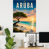 🌴 Aruba Karibik-Strand-Paradies ☀️ Poster (Heimbüro)