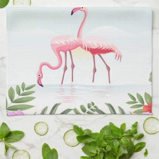 Aruba Karibischer Flamingo| Flamingo Geschirrtuch (Gefaltet)