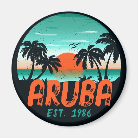 Aruba Karibisches Meer Vintag Retro Sunset Souveni Magnet (Vorne)