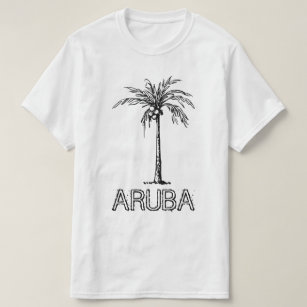 Aruba Kokosnuss-Baum Schwarz-Weiß-Design T-Shirt