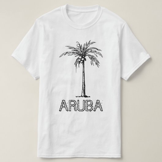 Aruba Kokosnuss-Baum Schwarz-Weiß-Design T-Shirt (Design vorne)
