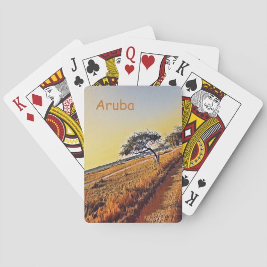 Aruba Landschaft mit Divi Divi Trees Spielkarten (Rückseite)