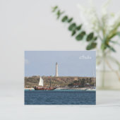 Aruba, Leuchtturm, Segelboot, Fotografie Postkarte (Stehend Vorderseite)