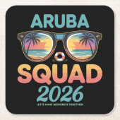 Aruba-Mannschaft 2026 Retro Rechteckiger Pappuntersetzer (Vorderseite)