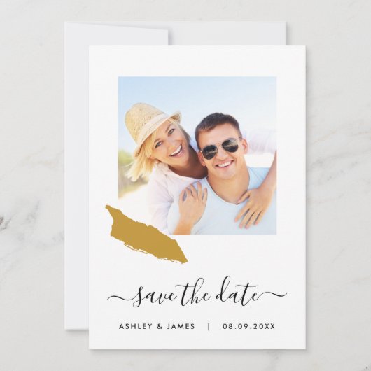Aruba Map Foto Wedding Save the Date Card (Vorderseite)