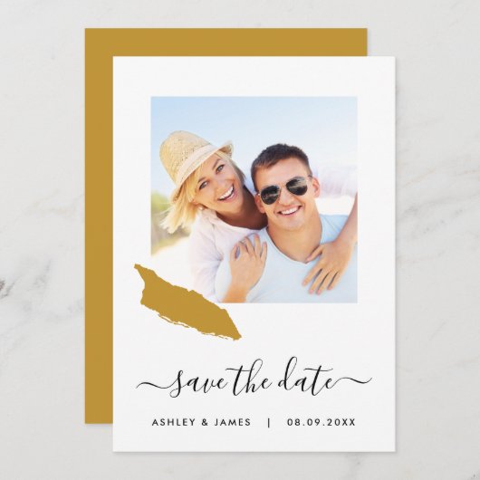 Aruba Map Foto Wedding Save the Date Card (Vorne/Hinten)