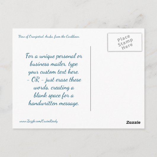 Aruba Marina Custom Postkarte (Rückseite)