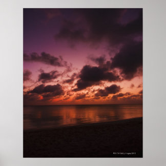 Aruba, Meer bei Sonnenuntergang Poster