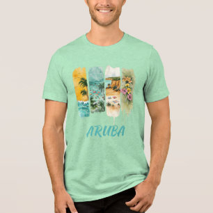 Aruba mit Pastellblumen im Pinselstrich Tri-Blend Shirt