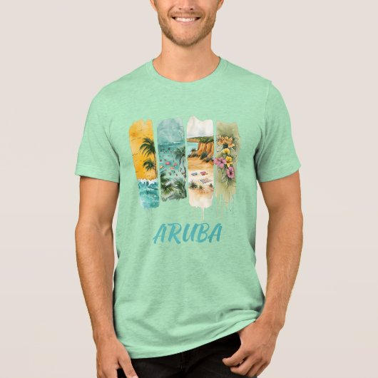 Aruba mit pastellfarbenen Blume im Pinselstrich Tri-Blend Shirt (Vorderseite)
