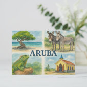 Aruba Multiview-Aquarell Dankeskarte (Stehend Vorderseite)