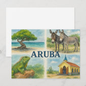 Aruba Multiview-Aquarell Einladung (Vorne/Hinten)