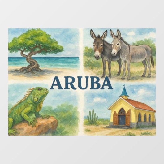 Aruba Multiview-Aquarell Fensteraufkleber (Blatt)