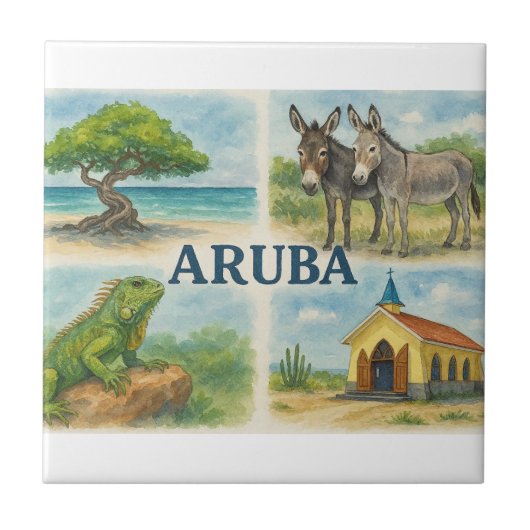 Aruba Multiview-Aquarell Fliese (Vorderseite)