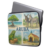 Aruba Multiview-Aquarell Laptopschutzhülle (Vorderseite Links)