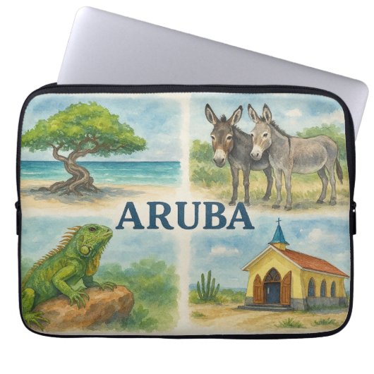 Aruba Multiview-Aquarell Laptopschutzhülle (Vorderseite)