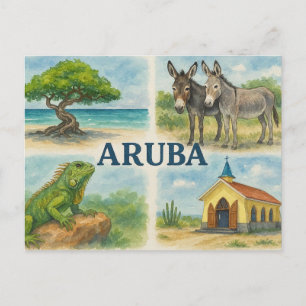 Aruba Multiview-Aquarell Postkarte