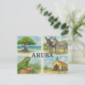 Aruba Multiview-Aquarell Postkarte (Stehend Vorderseite)