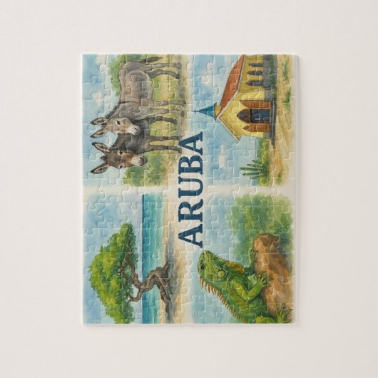Aruba Multiview-Aquarell Puzzle (Vertikal)