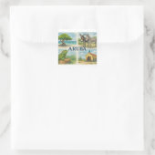 Aruba Multiview-Aquarell Quadratischer Aufkleber (Tasche)