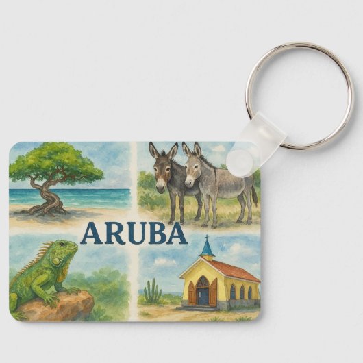 Aruba Multiview-Aquarell Schlüsselanhänger (Vorderseite)