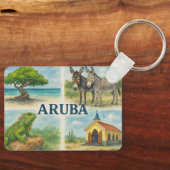 Aruba Multiview-Aquarell Schlüsselanhänger (Vorderseite)