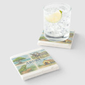 Aruba Multiview-Aquarell Steinuntersetzer (Seitenansicht)