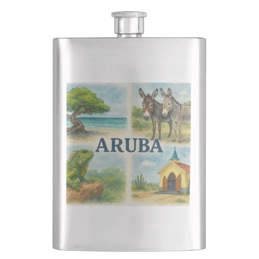 Aruba Multiview-Wasserfarbe Flachmann (Vorderseite)