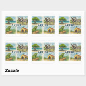 Aruba Multiview-Wasserfarbe Quadratischer Aufkleber (Blatt)