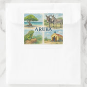 Aruba Multiview-Wasserfarbe Quadratischer Aufkleber (Tasche)