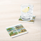 Aruba Multiview-Wasserfarbe Rechteckiger Pappuntersetzer (Vor Ort)