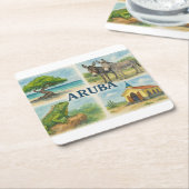Aruba Multiview-Wasserfarbe Rechteckiger Pappuntersetzer (angewinkelt)