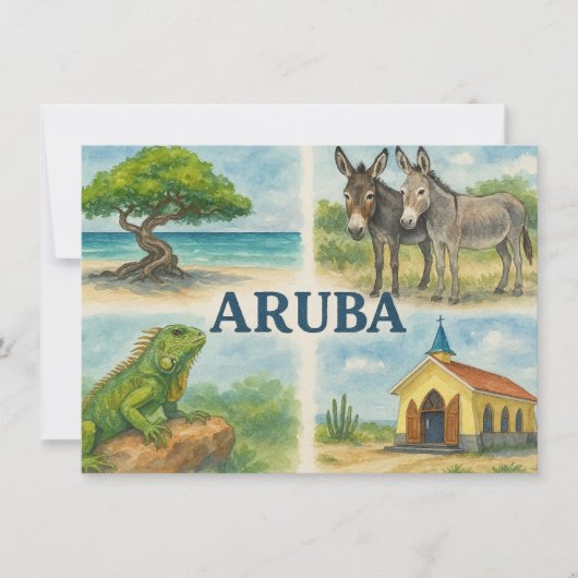 Aruba multiview watercolor einladung (Vorderseite)