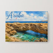 Aruba Naturbrücke Felsformation Karibik Button (Vorderseite)