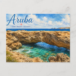 Aruba Naturbrücke Felsformation Karibik Postkarte