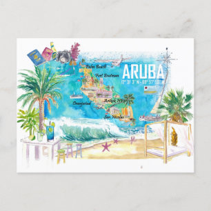 Aruba Niederländische Antillen Karibikinsel illust Postkarte