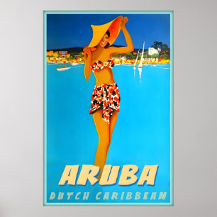 Aruba Niederländische Karibik Tropisch ABC Inseln  Poster