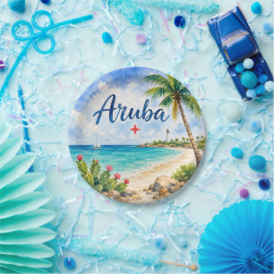 Aruba Niederländische Karibikinsel Reiseandenken Pappteller