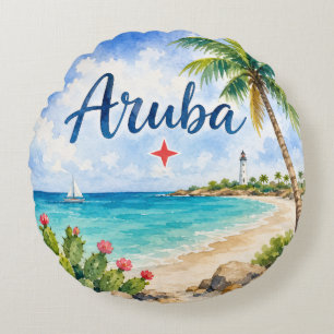 Aruba Niederländische Karibikinsel Reiseandenken Rundes Kissen