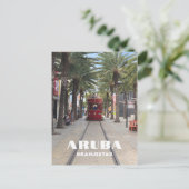Aruba Oranjestad Straßenbahn in Palmen Postkarte (Stehend Vorderseite)
