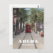 Aruba Oranjestad Straßenbahn in Palmen Postkarte (Vorne/Hinten)