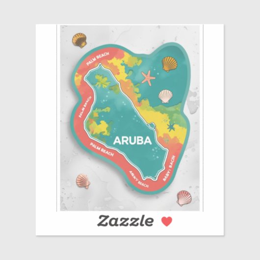 Aruba Palmen gewartet Aufkleber (Blatt)