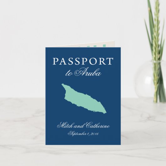 Aruba Passport Wedding mit Divi Divi Tree Einladung (Vorderseite)