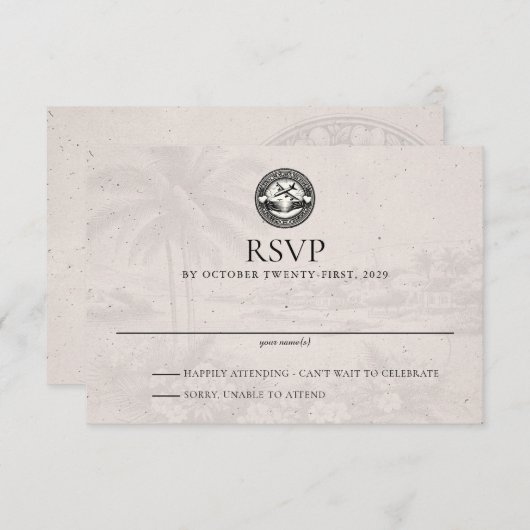 Aruba Passport Wedding RSVP Card (Vorne/Hinten)