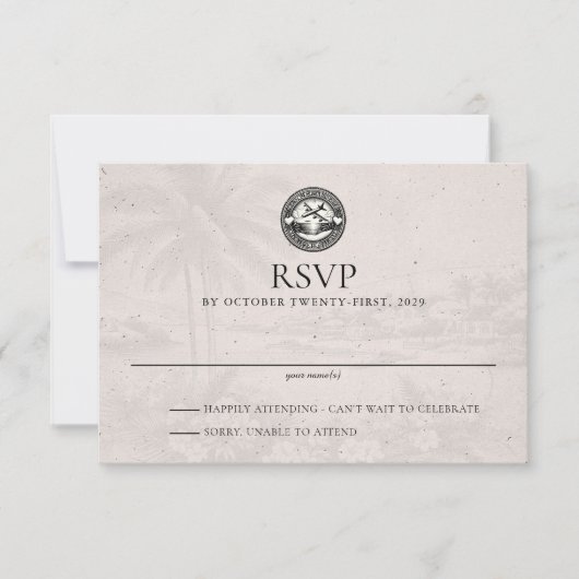 Aruba Passport Wedding RSVP Card Karte (Vorderseite)