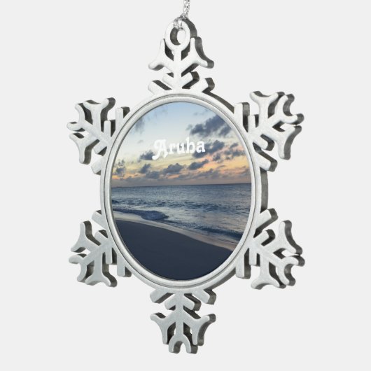 Aruba-Perfektion Schneeflocken Zinn-Ornament (Rechts)
