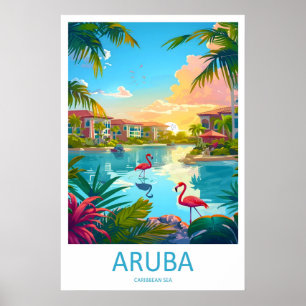 Aruba Reiseplakat Nationalpark Skigebiet Vintage Poster